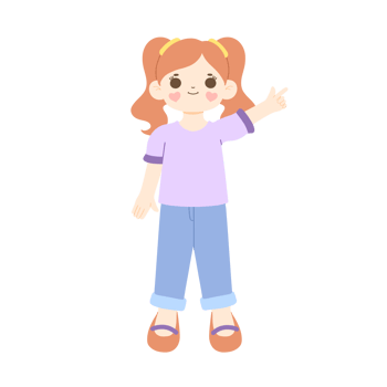 Cute ponytail kid pointing finger illustration png