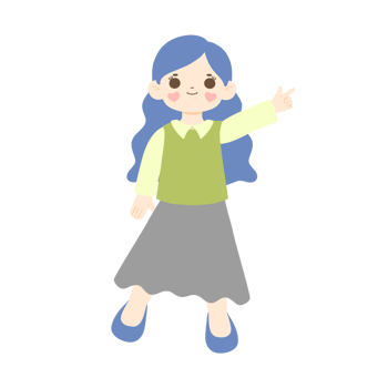 Cute blue hair kid pointing finger illustration png