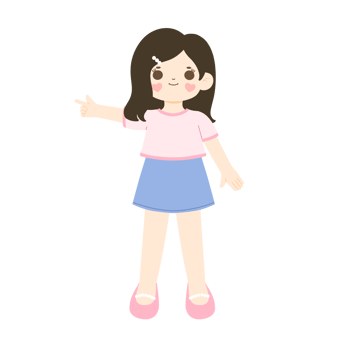 Cute Short hair kid pointing her finger illustration png