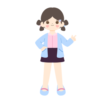 Cute girl pointing finger illustration png