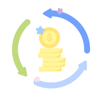 cute cycle of coins financial growth illustration png