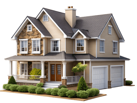 Charming two story house with garden png