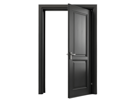 Partially open black interior door png