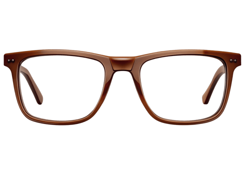 Brown rectangular glasses with clear lenses png