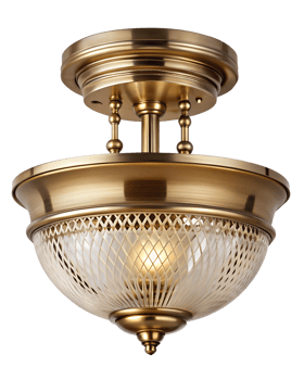 Brass ceiling light with glass design png
