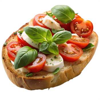 Tomato and mozzarella open faced sandwich png