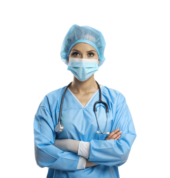 Confident medical pro in scrubs indoors png