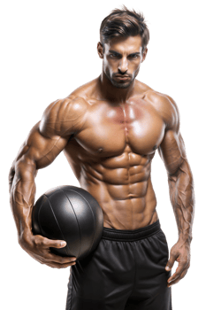 Male athlete with a medicine ball png