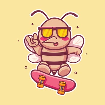 cool mosquito animal character mascot playing skateboard isolated cartoon vector