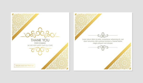 classic gold thank you wedding card vector
