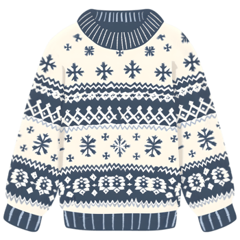 A sweater with blue and white patterns png