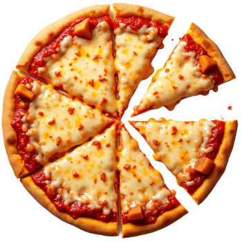 Cheesy Italian pizza isolated on transparent background png