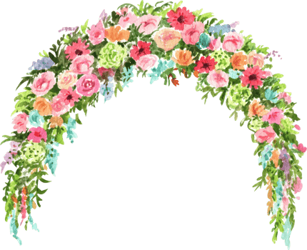 Handdrawn Watercolor Archway of Various Colorful Flowers png