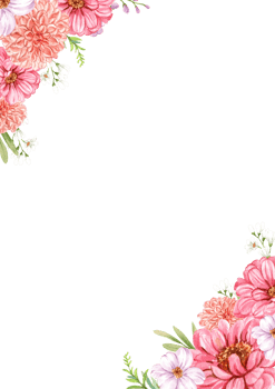 Handdrawn of frame flower watercolor png