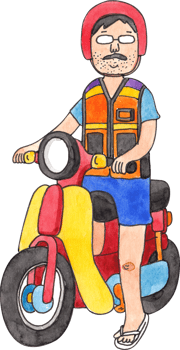 Motorbike taxi, Thailand, hand-drawn watercolor illustration png