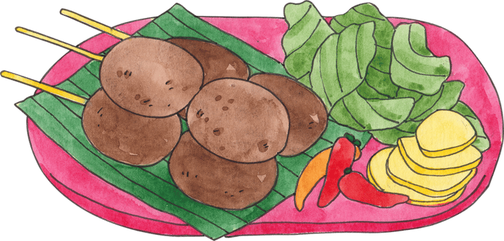 Isaan-style Sausage, Three Sticks, Thai Food, hand-drawn watercolor illustration png
