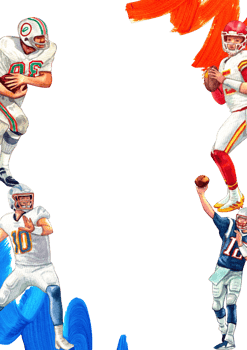 American football players from different teams perform different movements, passing, receiving, and running with the ball., hand-drawn watercolor frame design png