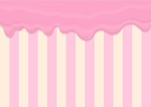 Pink icing melting on striped background vector