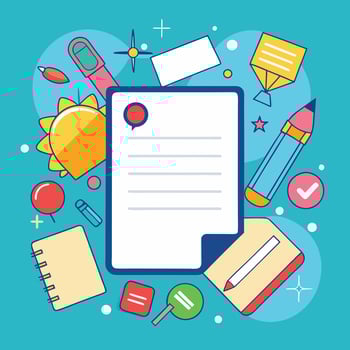 Blank Paper Surrounded by Colorful School Supplies. vector