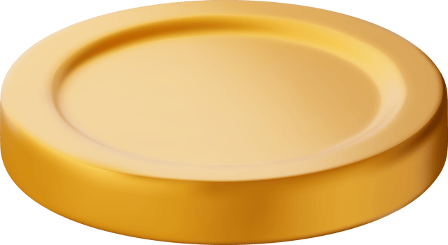 3D metal coin. American dollar coin in gold color png