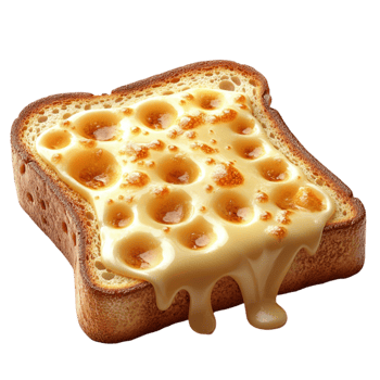 Slice of Bread with Melted Cheese on Transparent Background png