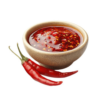 Spicy Red Chili Sauce with Fresh Peppers png