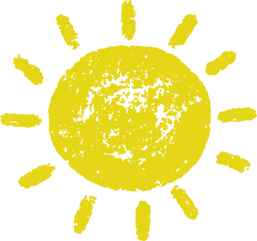 Crayon sun. Pastel textured hand drawn kid illustration. Colored pencil sketch element. Children scribbles. Weather cute decoration png