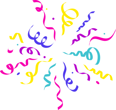 Confetti explosion. Radial elements for birthday party and carnival celebration. Falling colored serpentine and burst of firework for surprise and gift decoration png