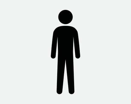 Human Man Male Stick Figure Stickman Person People Character Profile Stand Standing Body Bathroom Toilet Sign Icon SVG Shape Outline Black White vector