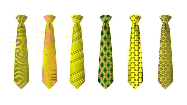 yellow tie set isolated on white background vector