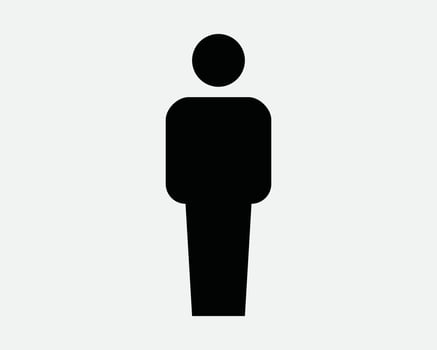 User Stickman Stick Figure Standing Stand Person Human Character Profile Avatar Male Boy Member Account Man Black White Sign Icon Shape Outline vector