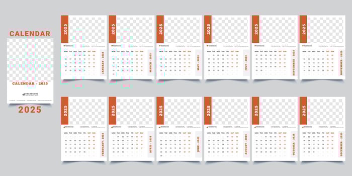 Wall Calendar 2025 A3 Size vector