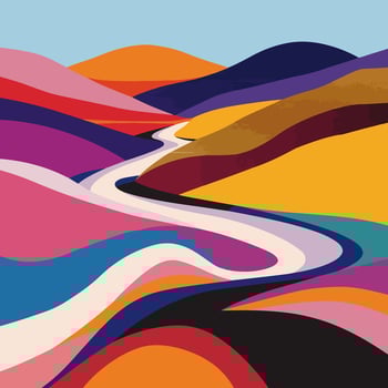 Colorful Curved Hills Landscape vector