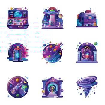 Pack of Fat Style Space Icons vector