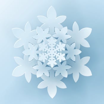 Paper cut 3d snowflake with shadow in the background. Winter design elements for presentation, banner, cover, web, flyer, card, sale, poster, slide and social media. vector