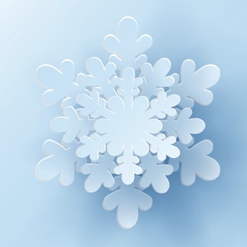 3D paper cut snowflake vector