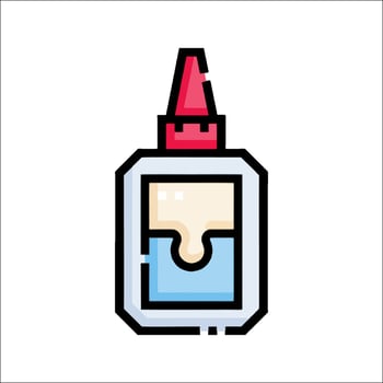 A bottle of glue with a red cap on it vector