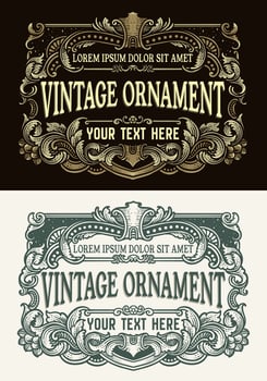 Calligraphic design elements, page decoration, Premium Quality and Satisfaction Guarantee Label, antique and baroque frames vector