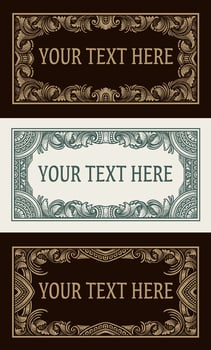 Set of baroque mirror frame. Imperial decor design elements. Rich engraving ornaments vector