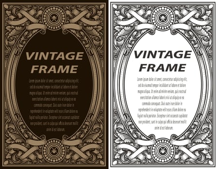 illustration antique engraving frame monochrome style - design vector
