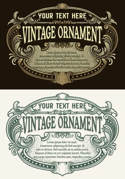 Vintage border frame engraving with antique ornament pattern vector