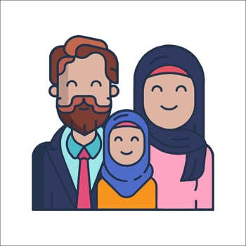 Muslim family icon illustration vector