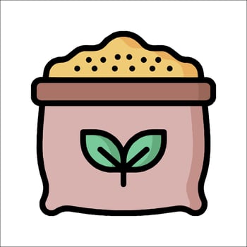 A bag of rice with a plant in it vector