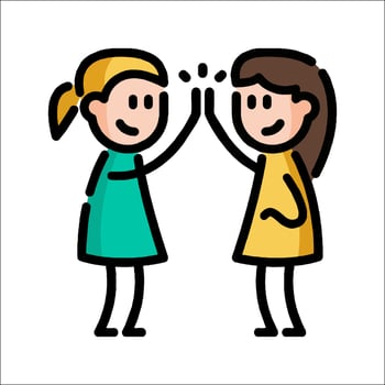 Two women giving each other high five hand gesture vector