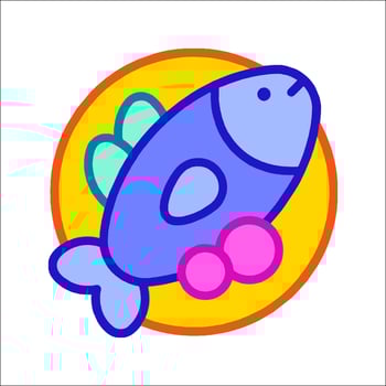Fish icon with pink and blue colors vector