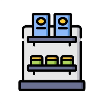 A refrigerator with two shelves and two bottles vector