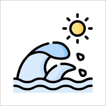 Wave and sun icon illustration vector