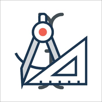 A compass and ruler icon vector