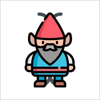 A cartoon gnome with a red hat and beard vector