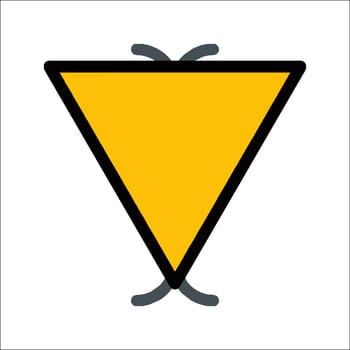 A yellow triangle with a black line on it vector